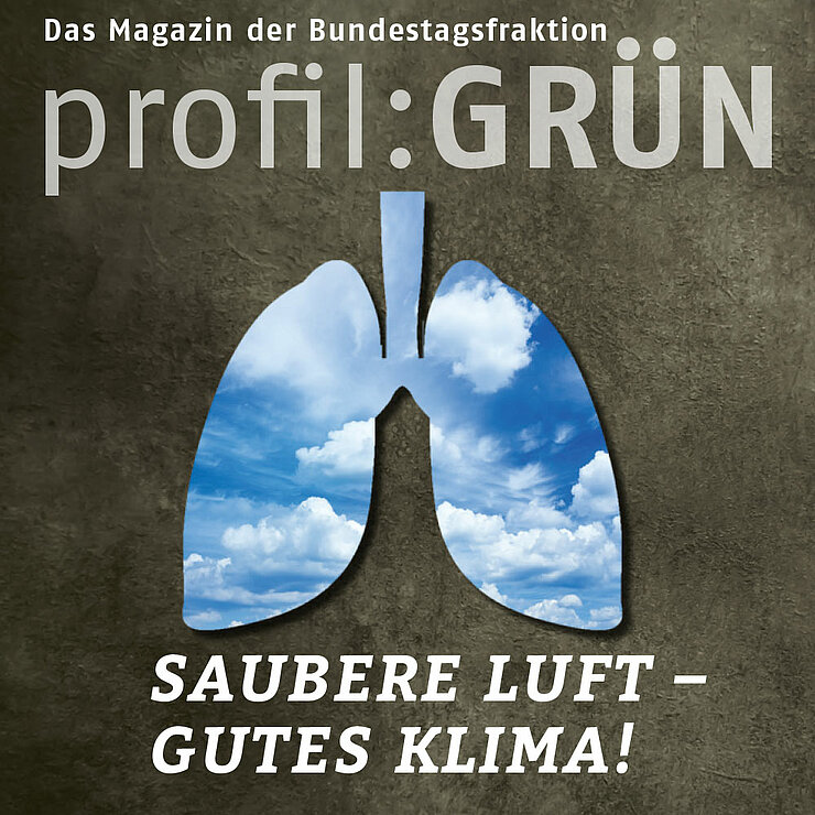 Coverbild des Fraktionsmagazins profil Grün, Ausgabe Saubere Luft, gutes Klima