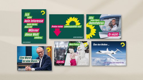 6 Postkarten liegen auf einem Tisch