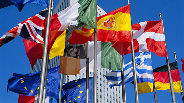 Eine Flaggen aus Ländern der Europäischen Union