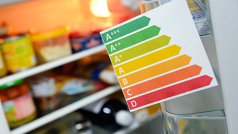 Energieeffizienzklassen an einem Kühlschrank