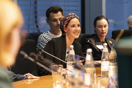Helene Braun während des Podiumsgesprächs