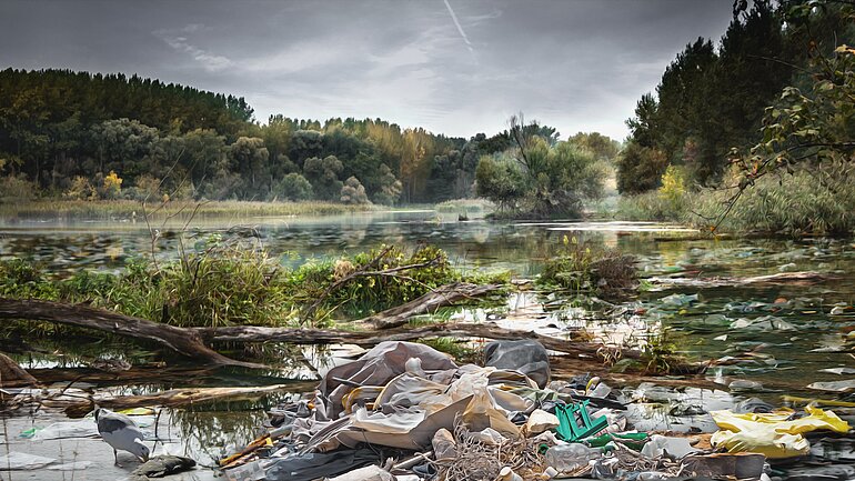 Plastikmüll in einem Fluss